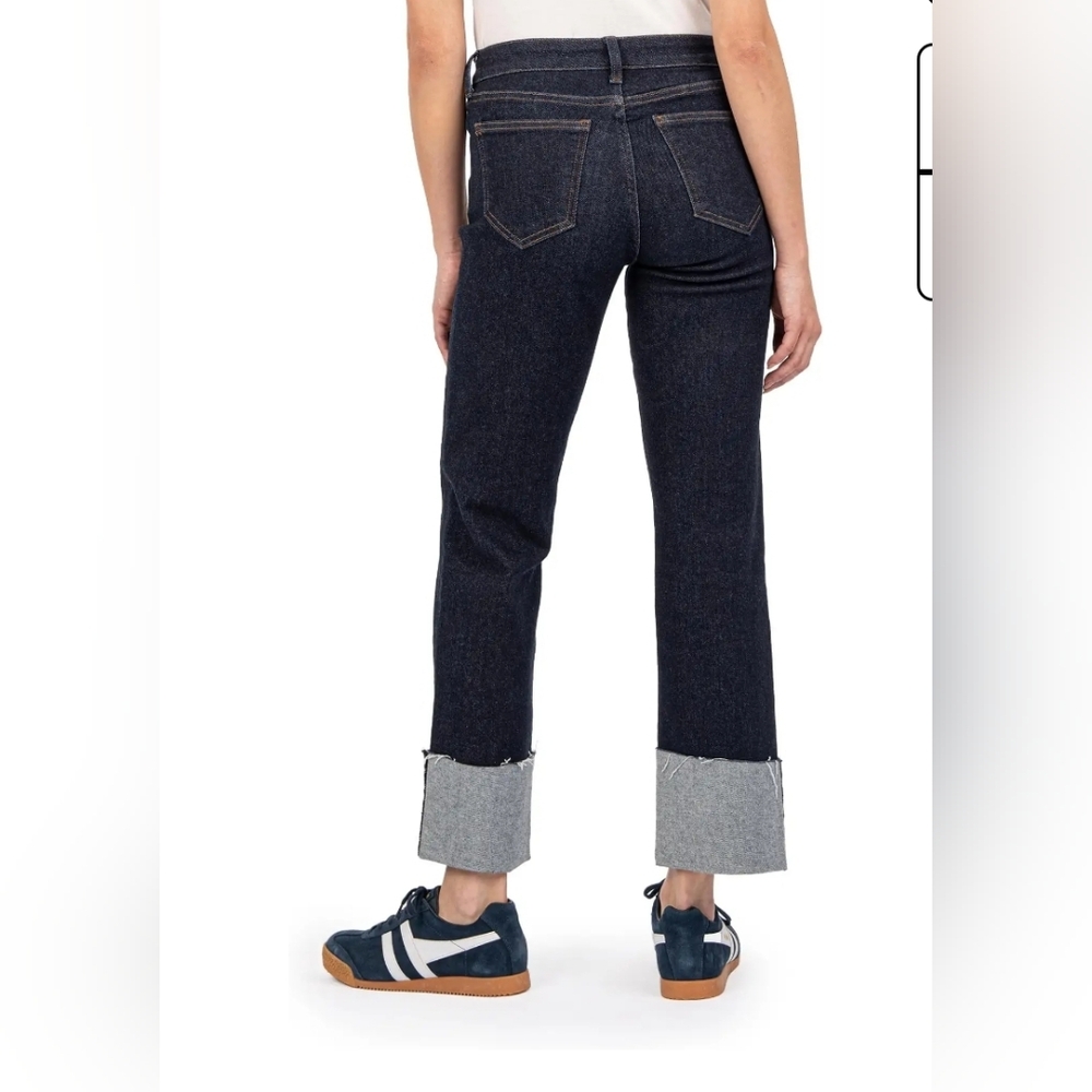 KUT FAY HIGH RISE FAB AB STRAIGHT LEG-ROLL UP RAW HEM - Picture 8 of 9